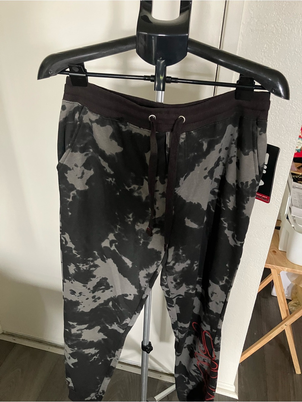 Fila Black and Gray Tie-Dye Sleepwear Pants